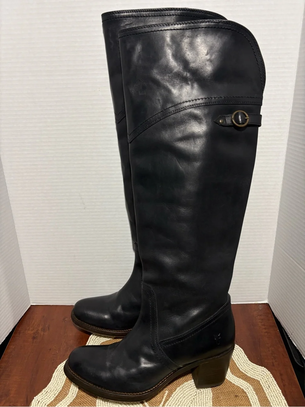 Frye Black Tall Leather Knee Boots